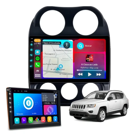 JEEP COMPASS 2010/16 KIT PREMIUM - CENTRAL MULTIMEDIA 10.1" ADAK ANDROID 8CORE + 4GB RAM + 64GB ROM
