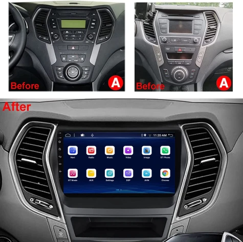 HYUNDAI SANTA FE 2014/2019 KIT PREMIUM - CENTRAL MULTIMEDIA 9" ADAK  ANDROID 8CORE + 4GB RAM + 64GB ROM